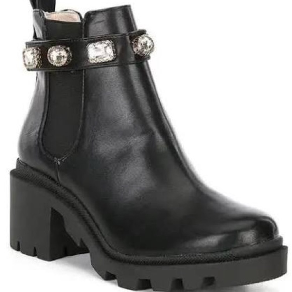 Steve Madden Black Ankle Booties with Studded Details